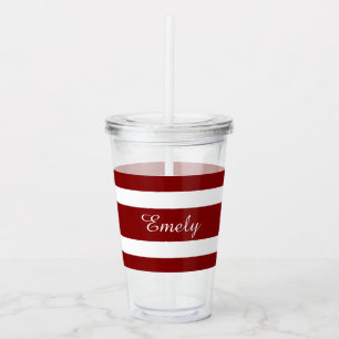 Verre En Acrylique Script Nom Rouge Moderne