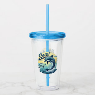 Verre En Acrylique Seas Day Retro Dolphin Océan esthétique