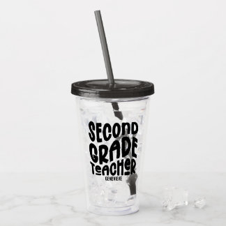 Verre En Acrylique Second Grade Teacher Black Typography Design