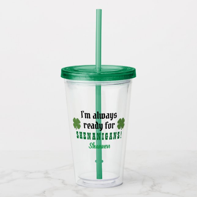 Verre En Acrylique Shenanigans Funny mignon St. Patrick's Day (Devant)