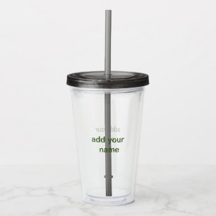 Verre En Acrylique Simple minimal vert ajoutez votre texte nom photo
