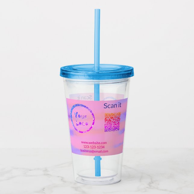Verre En Acrylique Simple minimum q r code ajouter logo code d'analys (Devant)