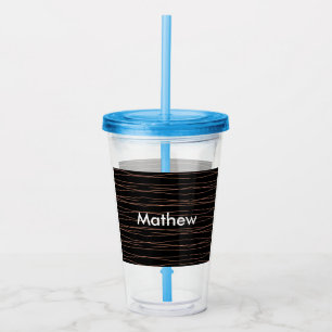 Verre En Acrylique Simple monogramme ajouter votre nom lettre man min