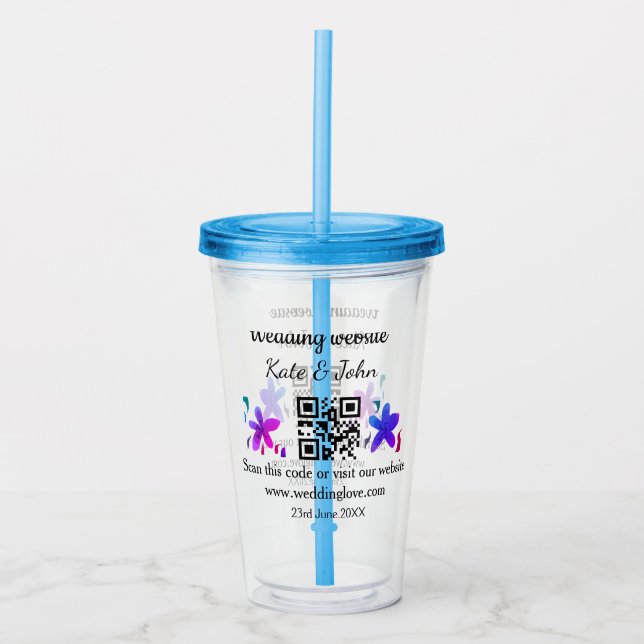 Verre En Acrylique Site web mariage minimal simple Q R code ajouter n (Devant)