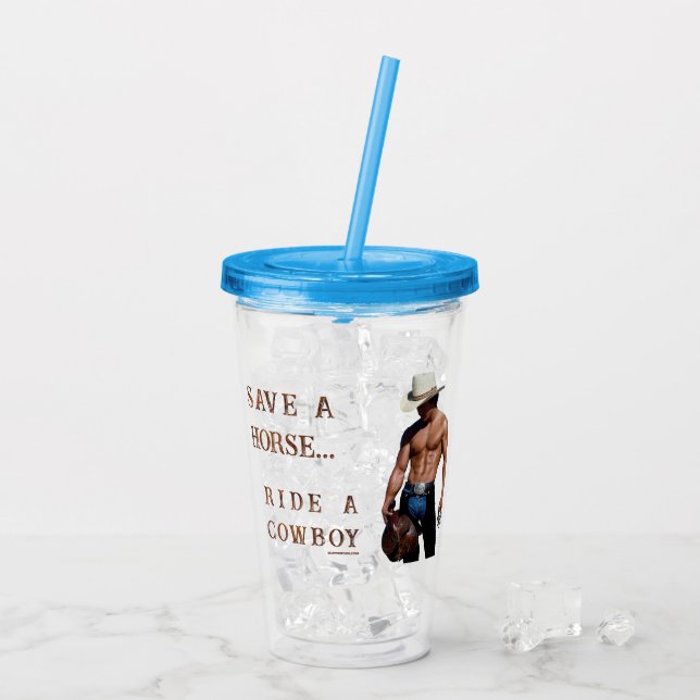 Verre En Acrylique SlipperyJoe's save horse ride paille cowboy casque (Dos glace)