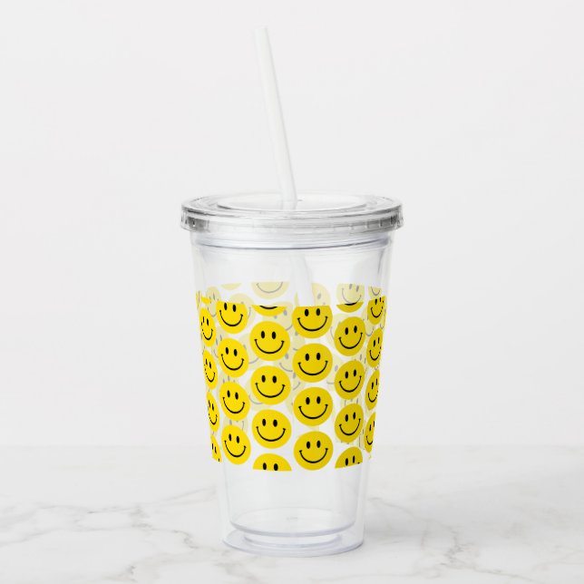 Verre En Acrylique Smile Motif Happy Face Emoji Enfants Amusants (Gauche)