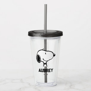 Verre En Acrylique Snoopy Smile Giggle Laugh   Ajouter Votre Nom