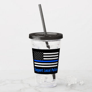 Verre En Acrylique Soutien à la ligne bleue mince de la police locale