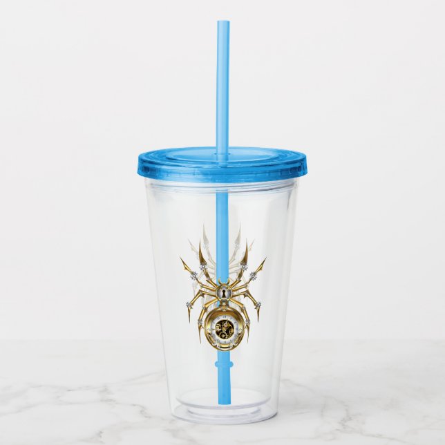 Verre En Acrylique Spider Steampunk sur Arrière - plan pourpre (Devant)
