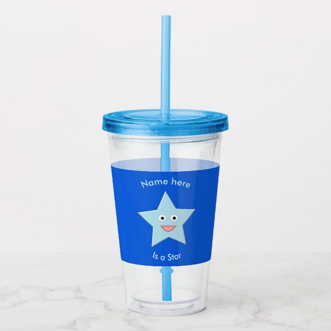 Verre En Acrylique Star de la fête du bleu clair (Devant)
