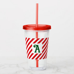 Verre En Acrylique Stripes diagonales rouges et blanches de Noël