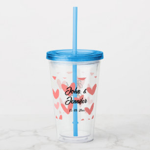 Verre En Acrylique style de texte minimal simple blanc mariage cœur r