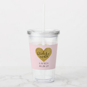 Verre En Acrylique Style moderne Gold Heart Personnalisé Bridesmaid