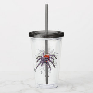 Verre En Acrylique Stylo Déplaisant et dessin d'encre Tarantula géant