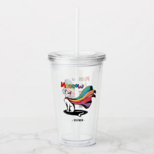 Verre En Acrylique Super Cat Meeeow - Rainbow Cape Pride Cat