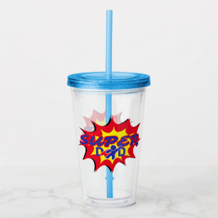 Verre En Acrylique Super Hero Papa Fête des pères de livre comique