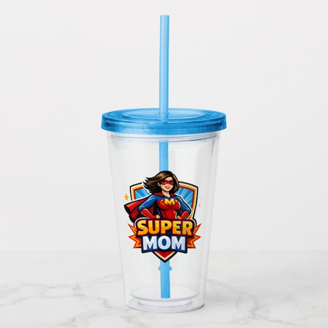 Verre En Acrylique Super Maman (Devant)