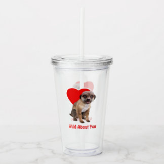 Verre En Acrylique Suricate Mignon Fou de Toi Rouge Cœur Amour