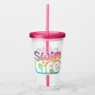 Verre En Acrylique "Swim Life" Unicorne Couleur d'eau de bain