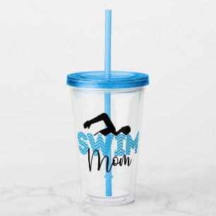 Verre En Acrylique Swim Maman Typographie moderne Sport