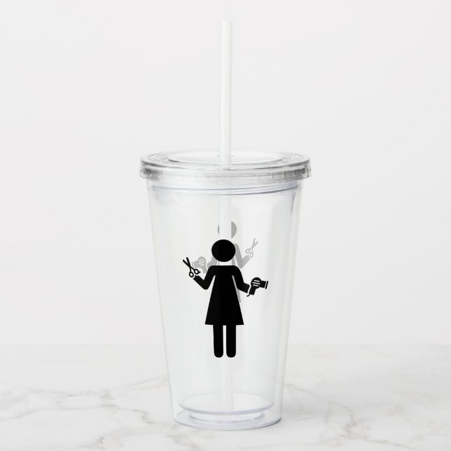 Verre En Acrylique Symbole de coiffeur (Devant)