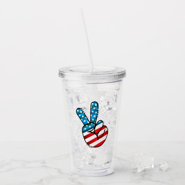 Verre En Acrylique Symbole de paix du drapeau américain (Devant glace)
