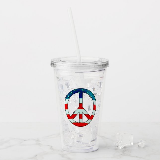 Verre En Acrylique Symbole de paix du drapeau américain Grunge (Devant glace)