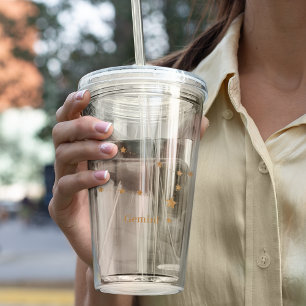 Verre En Acrylique SYMBOLE Zodiaque Moderne Gemini Or   Air de l'élém
