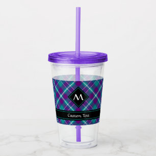 Verre En Acrylique Tartan vert de mer, violet et bleu