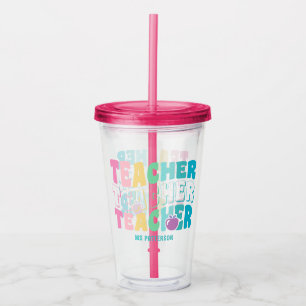 Verre En Acrylique Teacher Moderne Arc-en-ciel Couleurs Nom personnal