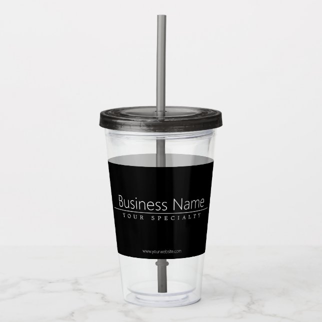 Verre En Acrylique Texte blanc classique simple en noir (Devant)