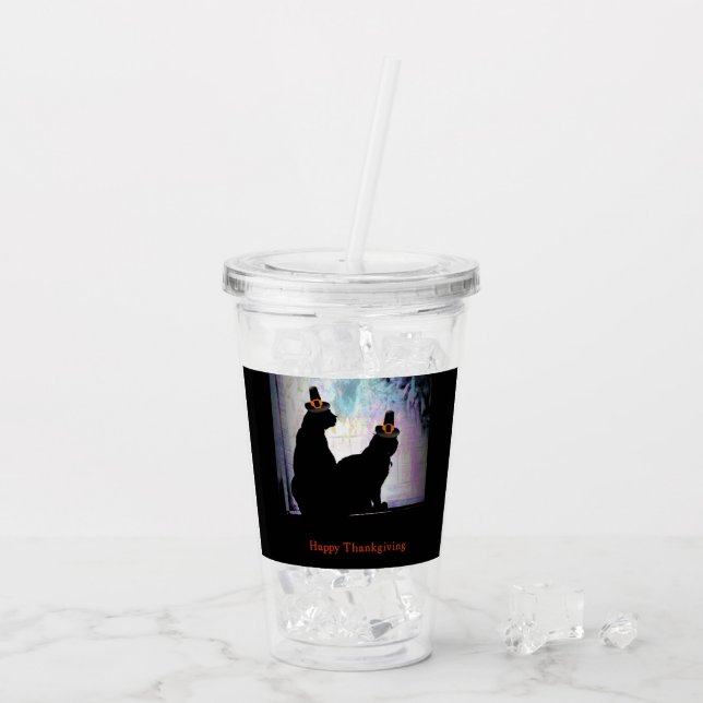 Verre En Acrylique Thanksgiving Kitties (Dos glace)