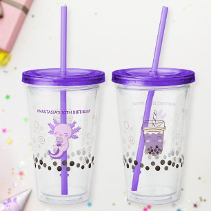 Verre En Acrylique Thé au lait de perles axolotl pourpre
