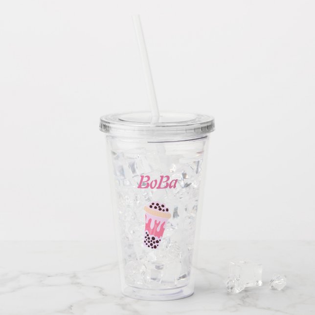 Verre En Acrylique thé bulle boba (Devant glace)