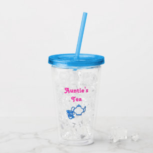Verre En Acrylique Thé de la tante avec théière et tasses Boire Tumbl