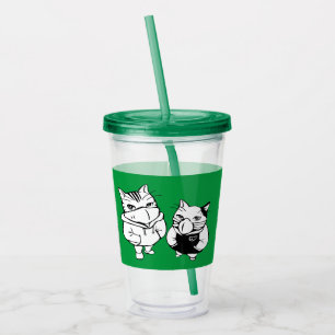 Verre En Acrylique Tirage de ligne de chats cool avec masque de visag