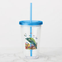 Tortue et poissons dans la mer