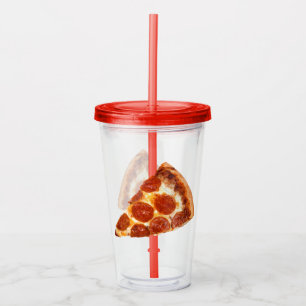 Verre En Acrylique Tranche de pizza pepperoni classique de SlipperyJo