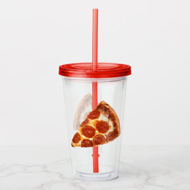 Verre En Acrylique Tranche de pizza pepperoni classique de SlipperyJo (Devant)