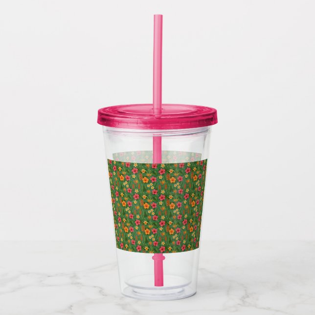 Verre En Acrylique Tropical/Hawaii patterned floral (Devant)