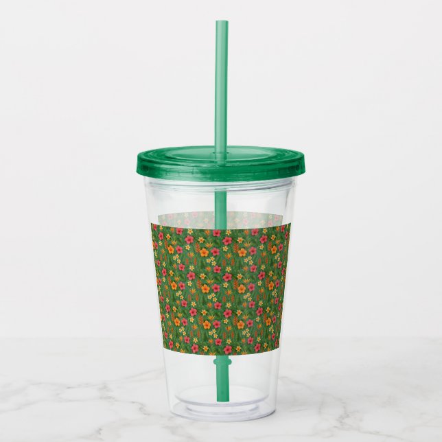 Verre En Acrylique Tropical/Hawaii patterned floral (Devant)