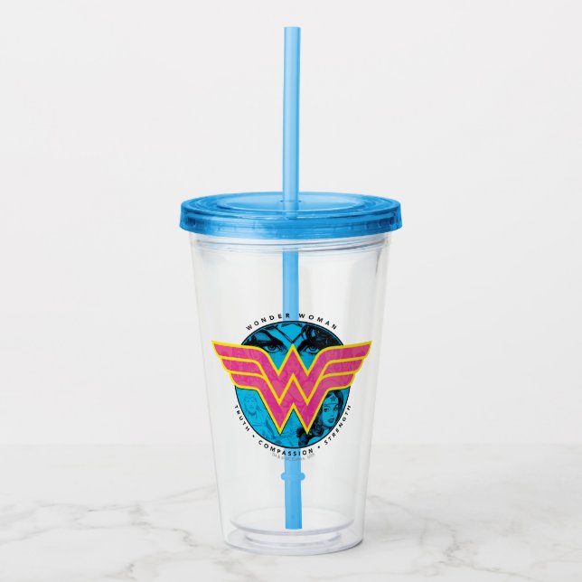 Verre En Acrylique Truth Compassion Strength Comic Wonder Woman Logo (Devant)