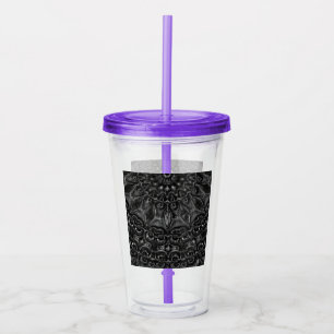 Verre En Acrylique Tumbler Acrylique Mandala Charbon