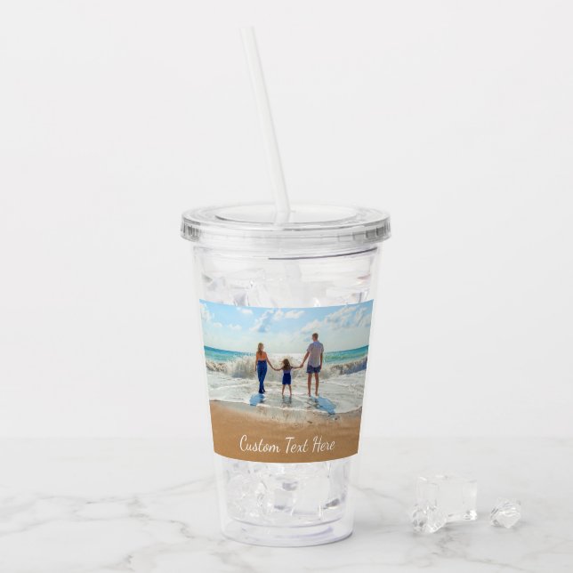 Verre En Acrylique Tumbler Acrylique Texte Photo Personnalisé Votre P (Devant glace)