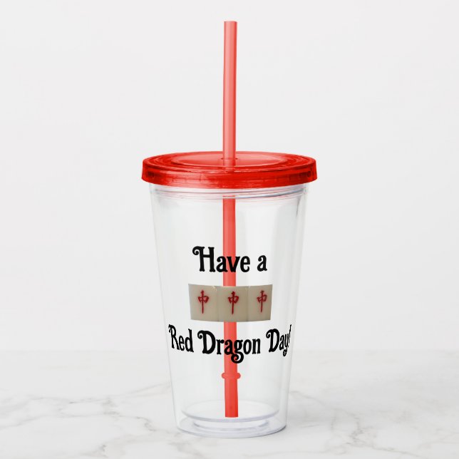 Verre En Acrylique Tumbler avec mahjong - un punk de tuiles de dragon (Devant)