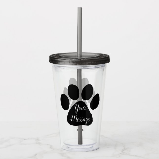 Verre En Acrylique Tumbler - Empreintes de pattes chiots (Devant)