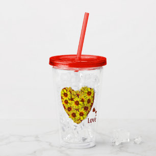 Verre En Acrylique Tumbler en acrylique à cœur de tournesol