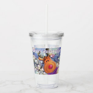Verre En Acrylique Tumbler en acrylique avec rennes de Noël