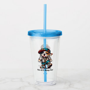 Verre En Acrylique Tumbler personnalisé pour garçons avec un chiot Bo