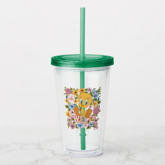 Verre En Acrylique TWEETY™ Broderie Florale Graphique